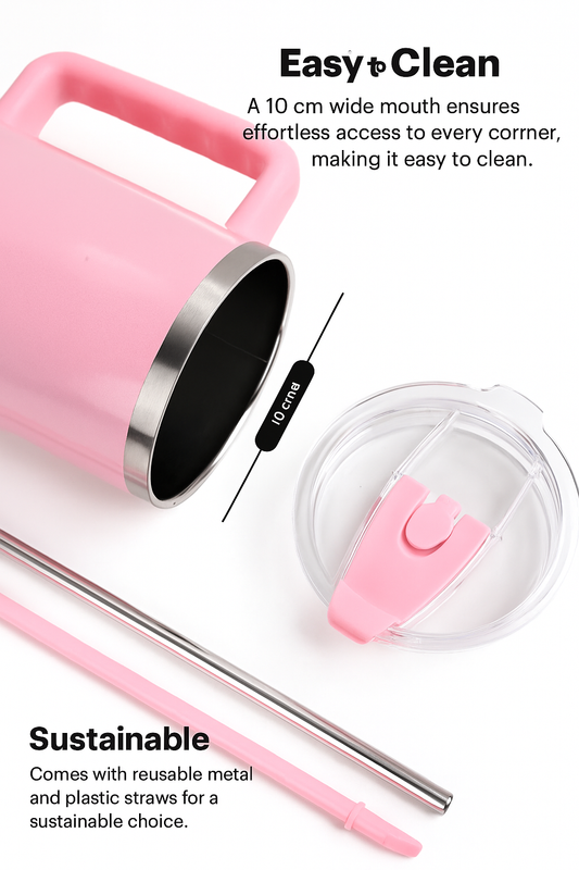 ✅ Stay Hydrated in Style – 1200ml Premium Vacuum Tumbler with Straw & Handle 🏆 Perfect for Coffee, Tea, Water & More – Hot or Cold All Day!