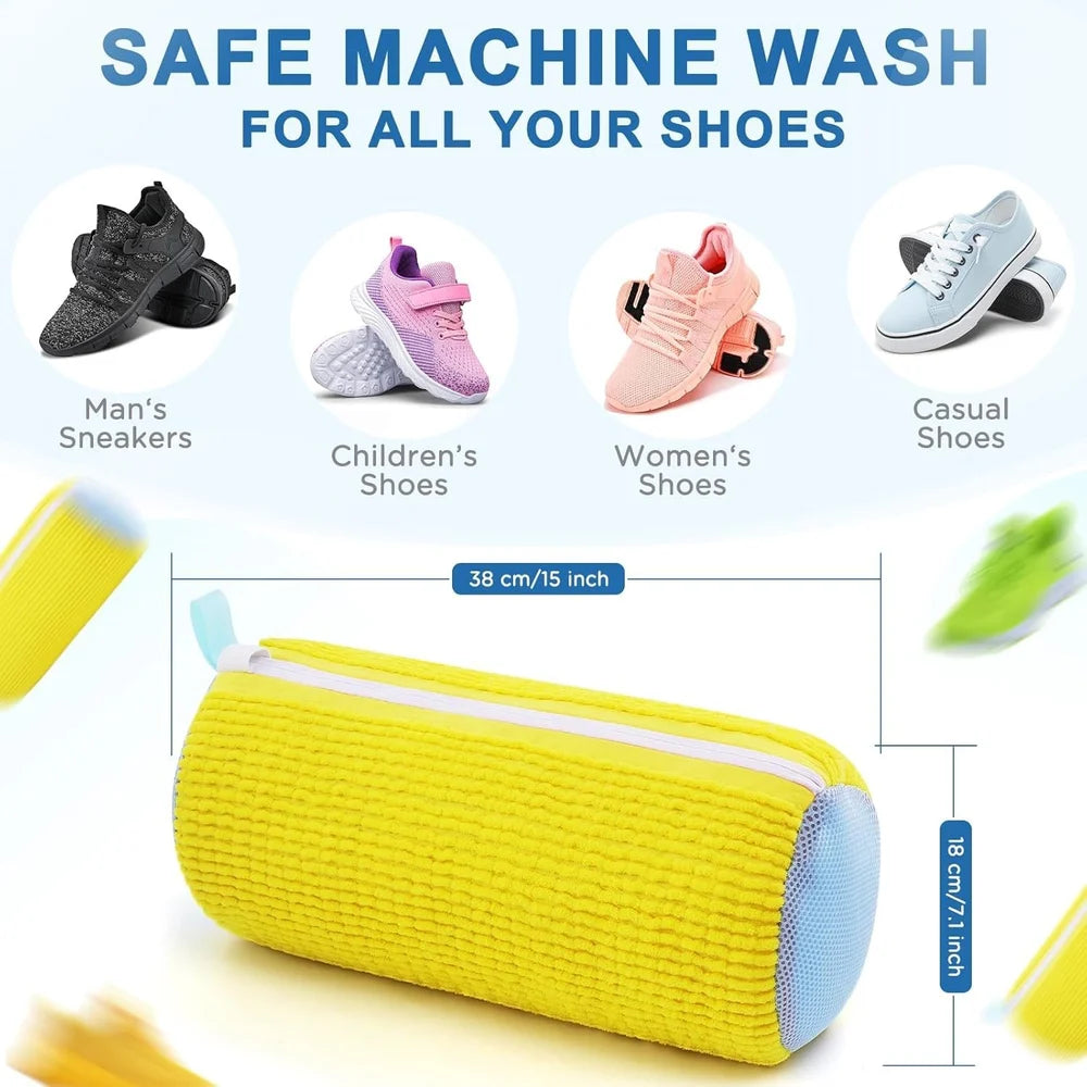 Premium 360° Shoe Washing Bag – Heavy-Duty Laundry Protection for Sneakers, Machine Washable Cleaning Pouch with Microfiber Cushioning