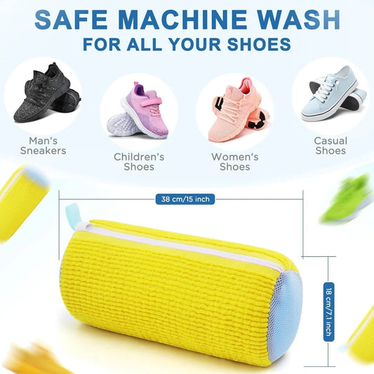 Premium 360° Shoe Washing Bag – Heavy-Duty Laundry Protection for Sneakers, Machine Washable Cleaning Pouch with Microfiber Cushioning