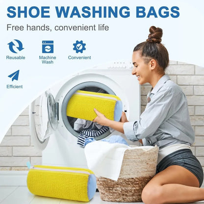 Premium 360° Shoe Washing Bag – Heavy-Duty Laundry Protection for Sneakers, Machine Washable Cleaning Pouch with Microfiber Cushioning